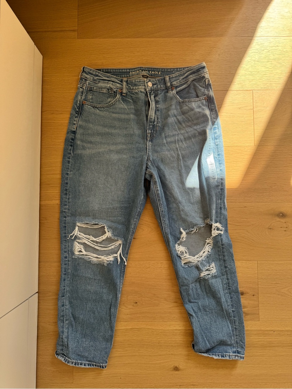 American Eagle Outfitters Blue Distressed Boyfriend Jeans